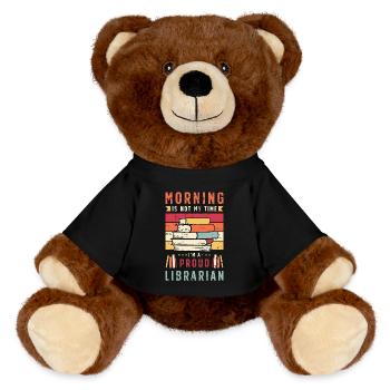 Librarian Morning Is Not My Time I'm A Bookworm - MiniFeet® RecycelBär® Teddy Bear Brown - black - Front