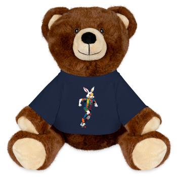 Easter Bunny Soccer Player and Easter Soccer Design - MiniFeet® RecycelBär® Teddy Bear Brown - french navy - Front