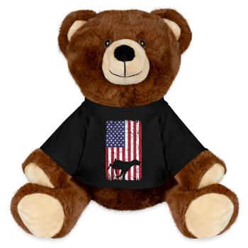 Short-haired pointing dog dog with USA flag - MiniFeet® RecycelBär® Teddy Bear Brown - black - Front