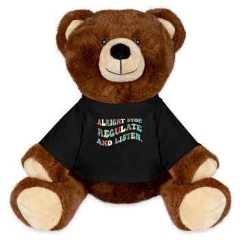 Aufhören Regulieren Und Zuhören Lehrer - MiniFeet® RecycelBär® Braun - Schwarz - Vorne