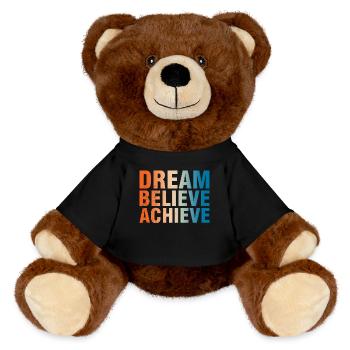 Dream Believe Achieve Motivation - MiniFeet® RecycelBär® Teddy Bear Brown - black - Front