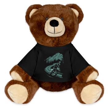 Motorcycle Motocross Motorsport Nature Mountains - MiniFeet® RecycelBär® Teddy Bear Brown - black - Front