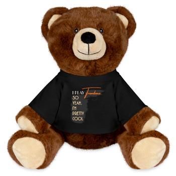 I Play Trombone So Yeah I'm Pretty Cool - MiniFeet® RecycelBär® Teddy Bear Brown - black - Front