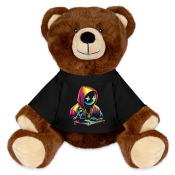 Neon Graffiti DJ Hoodie Design - Nounours RecycelBär® marron - noir - Devant