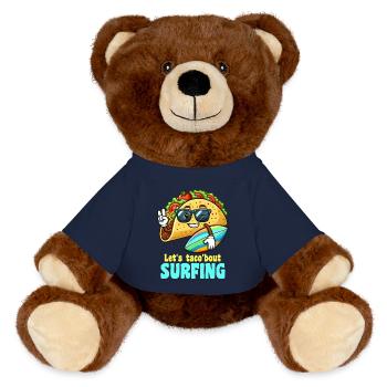 Lets Taco Bout Surfing Funny - MiniFeet® RecycelBär® Teddy Bear Brown - french navy - Front