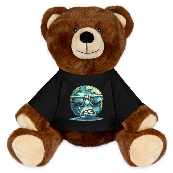 Globe terrestre cool avec lunettes de soleil graphique - Nounours RecycelBär® marron - noir - Devant