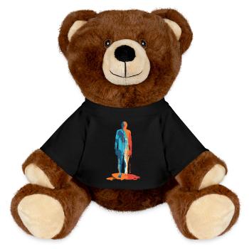 Colorful Human Abstract Silhouette - MiniFeet® RecycelBär® Teddy Bear Brown - black - Front