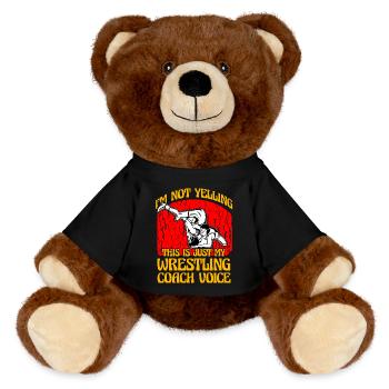 I'm not yelling this is my Wrestling Coach Voice - MiniFeet® RecycelBär® Teddy Bear Brown - black - Front