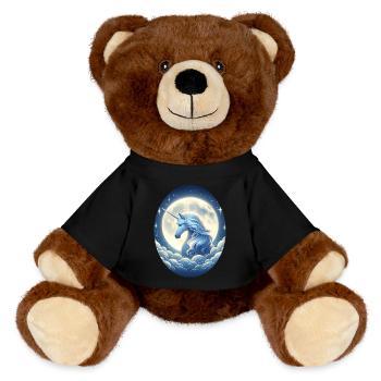Fantasy Unicorn Horse Fans Unicorn Lovers - MiniFeet® RecycelBär® Teddy Bear Brown - black - Front