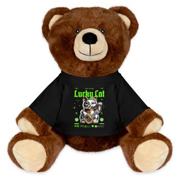Chat chanceux agitant le chat porte-bonheur - Nounours RecycelBär® marron - noir - Devant