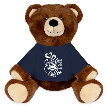 Just A Girl Who Loves Coffee Kaffee Liebhaber - MiniFeet® RecycelBär® Braun - French Navy - Vorne