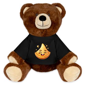 Happy fortune cookie smiling - MiniFeet® RecycelBär® Teddy Bear Brown - black - Front