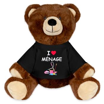 Humour Faire Le Ménage - Nounours RecycelBär® marron - noir - Devant