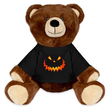 Happy Halloween Pumpkin Face - MiniFeet® RecycelBär® Teddy Bear Brown - black - Front