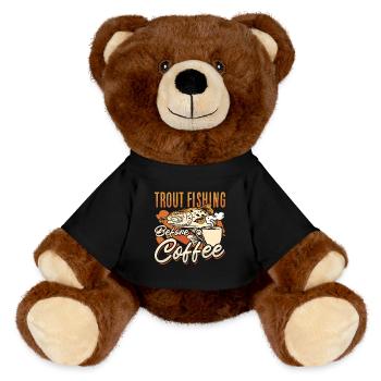 Pêche à la truite avant le café Pêcheur Amateur de café - Nounours RecycelBär® marron - noir - Devant