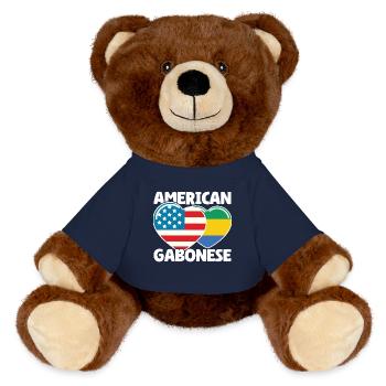 Gabonese Roots and Gabon American Flag - MiniFeet® RecycelBär® Teddy Bear Brown - french navy - Front