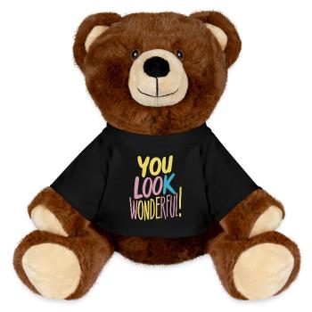 You look wonderful positivity - MiniFeet® RecycelBär® Teddy Bear Brown - black - Front