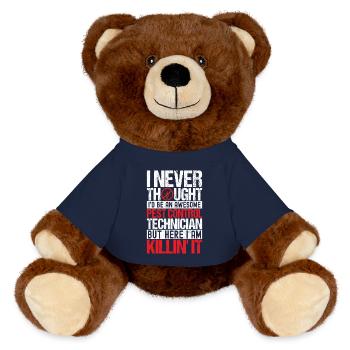 Pest Control Exterminator - MiniFeet® RecycelBär® Teddy Bear Brown - french navy - Front