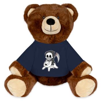 Grim Reaper Polar Bear Motif - MiniFeet® RecycelBär® Teddy Bear Brown - french navy - Front