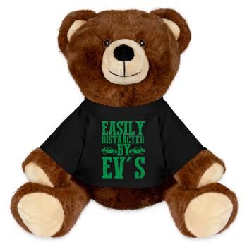 Easily Distracted By EV's EV Driver Electric Car - MiniFeet® RecycelBär® Teddy Bear Brown - black - Front