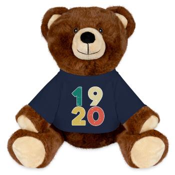1920 - Jahrgang 1920 - Baujahr 1920 - MiniFeet® RecycelBär® Braun - French Navy - Vorne