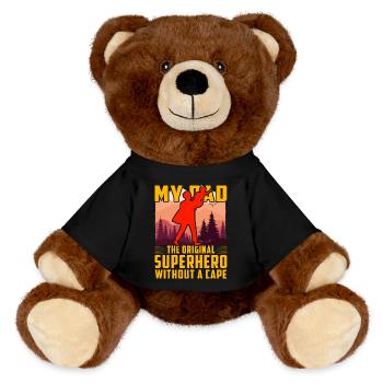 Mon père le super-héros original sans cape - Nounours RecycelBär® marron - noir - Devant