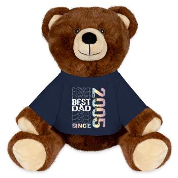 Meilleur papa du monde depuis la fête des pères 2005 - Nounours RecycelBär® marron - bleu marine - Devant