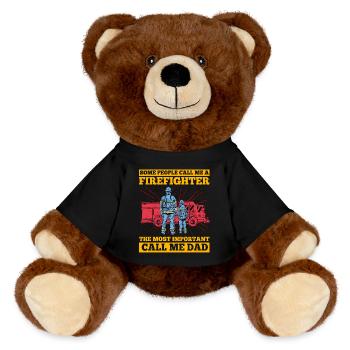 Some people call me a fire fighter the most - MiniFeet® RecycelBär® Teddy Bear Brown - black - Front