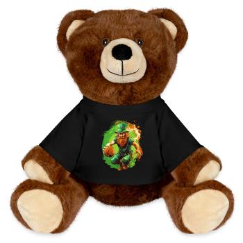 Leprechaun Basketball Irish Irland - MiniFeet® RecycelBär® Braun - Schwarz - Vorne