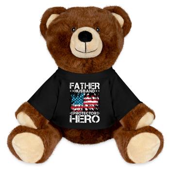 Father Husband Protector Hero - MiniFeet® RecycelBär® Teddy Bear Brown - black - Front