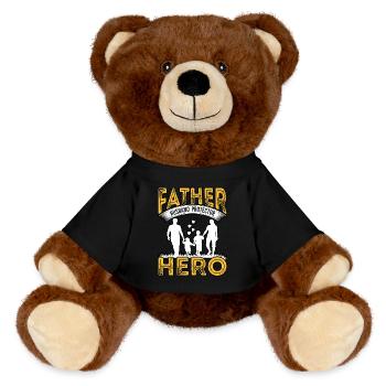 Father Husband Protector Hero - MiniFeet® RecycelBär® Teddy Bear Brown - black - Front