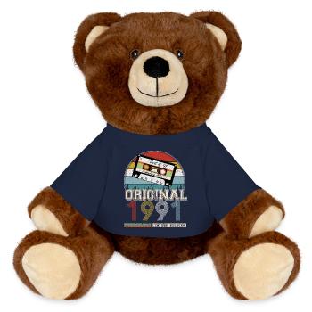 Vintage 1991 33 Jahre Jubiläumsgeschenk - MiniFeet® RecycelBär® Braun - French Navy - Vorne