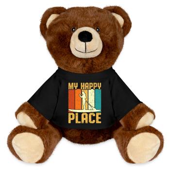 My Happy Place Girl Paddle Board Retro Vintage - MiniFeet® RecycelBär® Teddy Bear Brown - black - Front