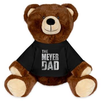 Meyer Vater Papa Geschenkidee Vatertag - MiniFeet® RecycelBär® Braun - Schwarz - Vorne