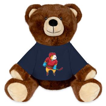 Meerschweinchen Eishockey Eishockeyschläger - MiniFeet® RecycelBär® Braun - French Navy - Vorne