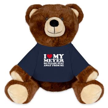 Ich Liebe Meyer Herz Familienname Geschenk - MiniFeet® RecycelBär® Braun - French Navy - Vorne