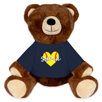 Softball Herz - MiniFeet® RecycelBär® Braun - French Navy - Vorne