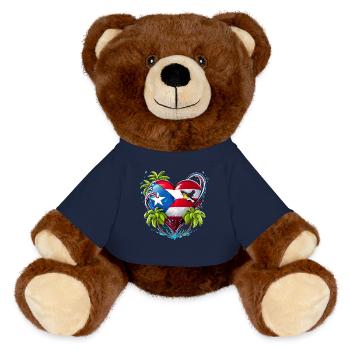 Boricua Puerto Rico Herz - MiniFeet® RecycelBär® Braun - French Navy - Vorne
