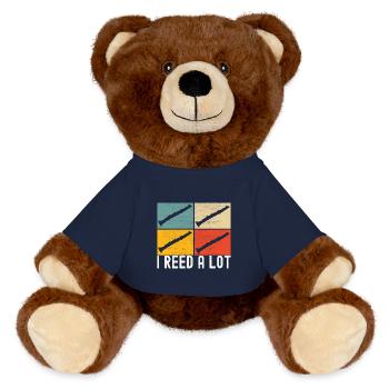 Clarinet Wind Instrument Clarinet player - MiniFeet® RecycelBär® Teddy Bear Brown - french navy - Front