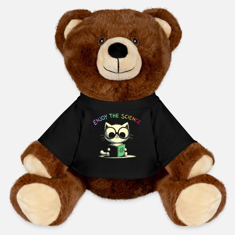 Enjoy The Science. Cute School Cat. - MiniFeet® RecycelBär® Teddy Bear Brown - black