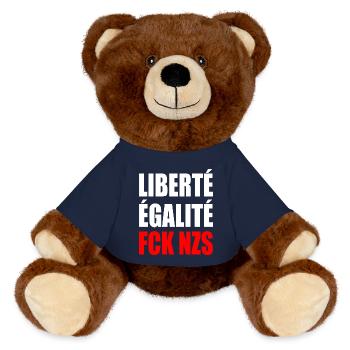 Liberté égalité fck nzs - Nounours RecycelBär® marron - bleu marine - Devant