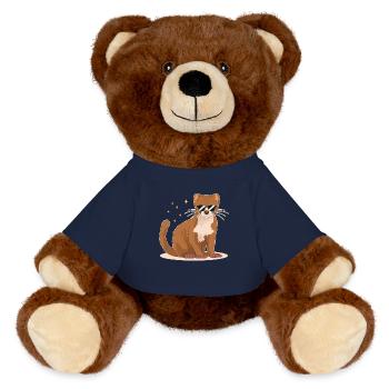 Cadeau de belette de belette naine de souris belette naine - Nounours RecycelBär® marron - bleu marine - Devant