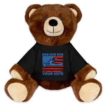Roe roe roe your vote Pro Choice Feminist Row US F - MiniFeet® RecycelBär® Teddy Bear Brown - black - Front