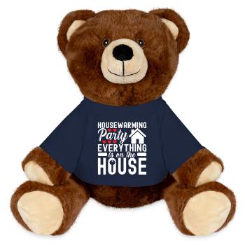 Pendaison de crémaillère des propriétaires - Nounours RecycelBär® marron - bleu marine - Devant