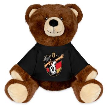 8 Years Boy Soccer Black Red Gold - MiniFeet® RecycelBär® Teddy Bear Brown - black - Front