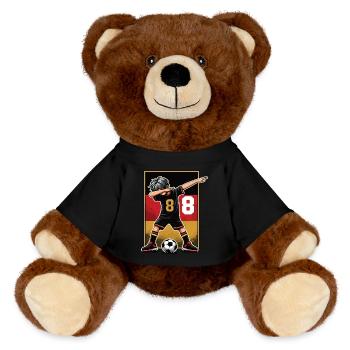 8 Years Boy Soccer Black Red Gold - MiniFeet® RecycelBär® Teddy Bear Brown - black - Front