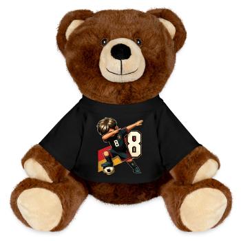 8 Years Boy Soccer Black Red Gold - MiniFeet® RecycelBär® Teddy Bear Brown - black - Front