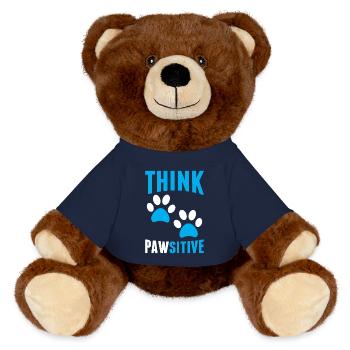 Think Pawsitive Funny Dog Pawprint Humor Animal - MiniFeet® RecycelBär® Teddy Bear Brown - french navy - Front