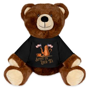 Sippin' On Liber-tea Independence Day Fun - MiniFeet® RecycelBär® Braun - Schwarz - Vorne