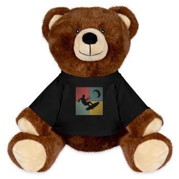 Kitesurf Kiteboard Kitesurfing Kite Surf Board - MiniFeet® RecycelBär® Teddy Bear Brown - black - Front
